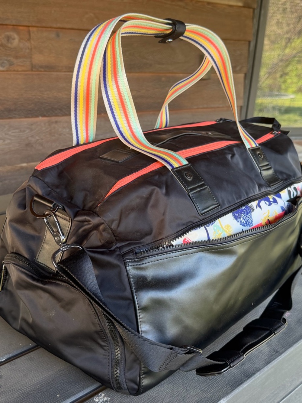 Vintage Y2K Lululemon Athletica Duffel Bag with Rainbow Straps